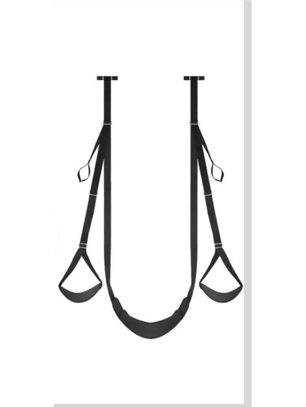 Hanging Sex Swing with Seat Black Adjustable Door/Couples Hanging Seat Sling